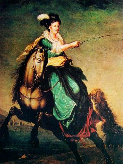 unknow artist Equestrian portrait of Carlota Joaquina of Spain China oil painting art